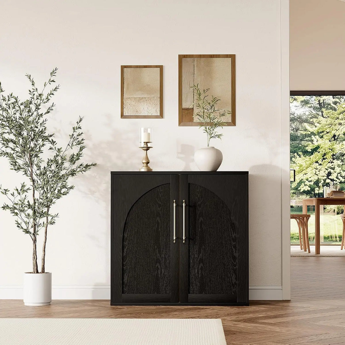 Garvee Arched Minimalist Dining Storage Cabinet With Adjustable Shelves