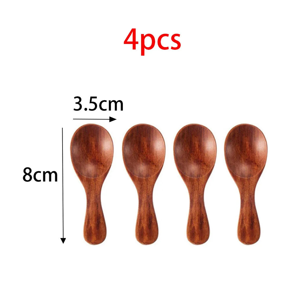 Natural Wooden Kitchen Spoons for Serving Tea Honey Sugar