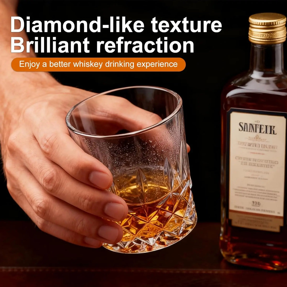 Whiskey Glasses Set of 6,10oz/300 ml Old Fashioned Bourbon Glasses,Lead-free Rocks Glassware for Scotch, Liquor & Cocktails, Drinking Glasses Gifts for Men