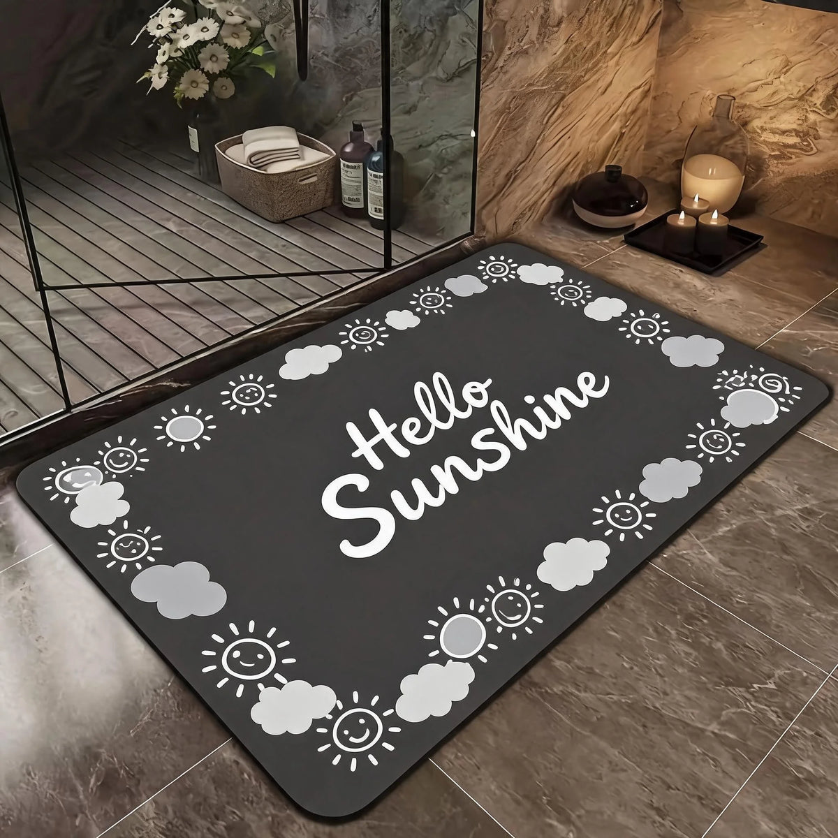 Soft Diatomaceous Earth Bath Mat - Non-slip, Quick Drying,, Geometric Pattern, Hand Washable, Suitable for Bathroom, Entrance, Kitchen, Perfect Home Decor