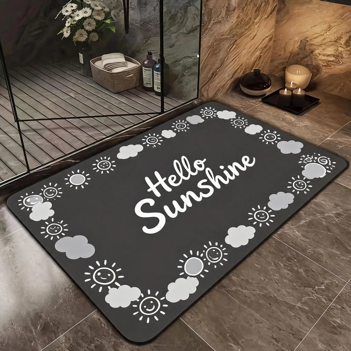 Soft Diatomaceous Earth Bath Mat - Non-slip, Quick Drying,, Geometric Pattern, Hand Washable, Suitable for Bathroom, Entrance, Kitchen, Perfect Home Decor