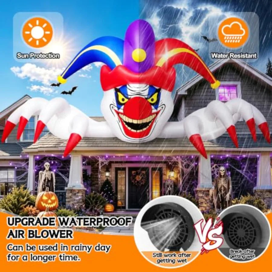 11FT Long Halloween Inflatables Clown Outdoor Decorations Scary Clown Inflatables Blow Up Yard Decorations with Build-