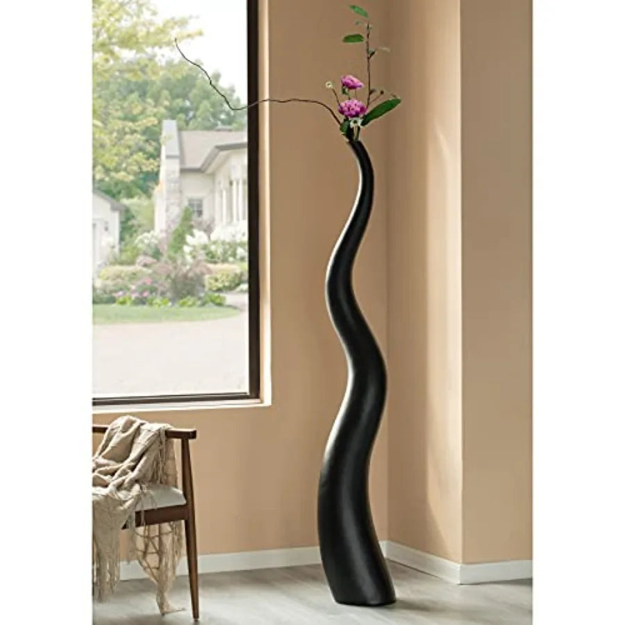 Tall Ceramic Black Animal Horn Floor Vase for Entryway Dining Living Room Decor Contemporary Elegance Meets Nature-Inspired Ant