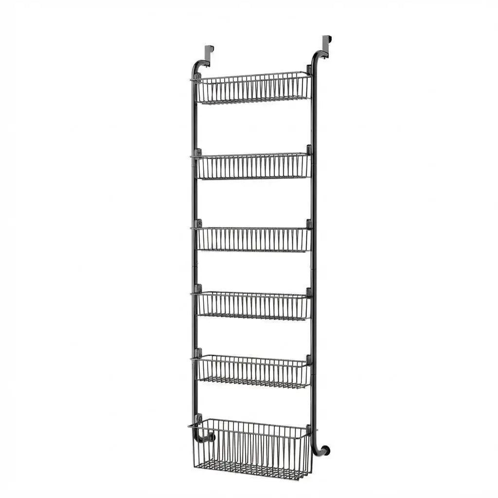 6 Tier Over the Door Pantry Organizer, Heavy Duty Metal Hanging Kitchen Storage Rack, Door Mount Spice Rack for Pantry Door Kitchen Bathroom