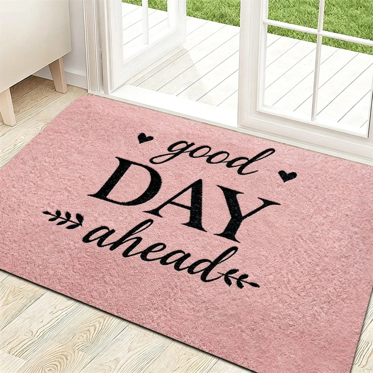 Soft Flannel Fabric Door Mat,"Good Vibes Only" Positive Energy Design/Non-slip Backing/Suitable for Home, Garden Patio, Laundry Room, Bathroom Decor/Available in Multiple