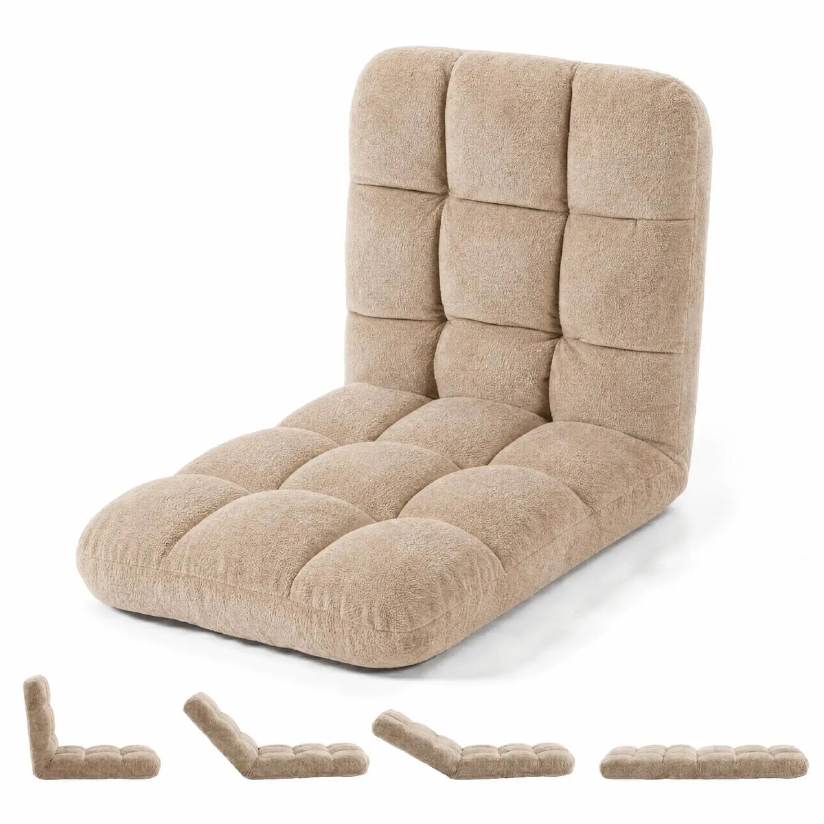 Adjustable Floor Chair With Back Support, 5-Position Foldable Gaming Lounge Chair, Padded Meditation Sofa For Indoor Living Room