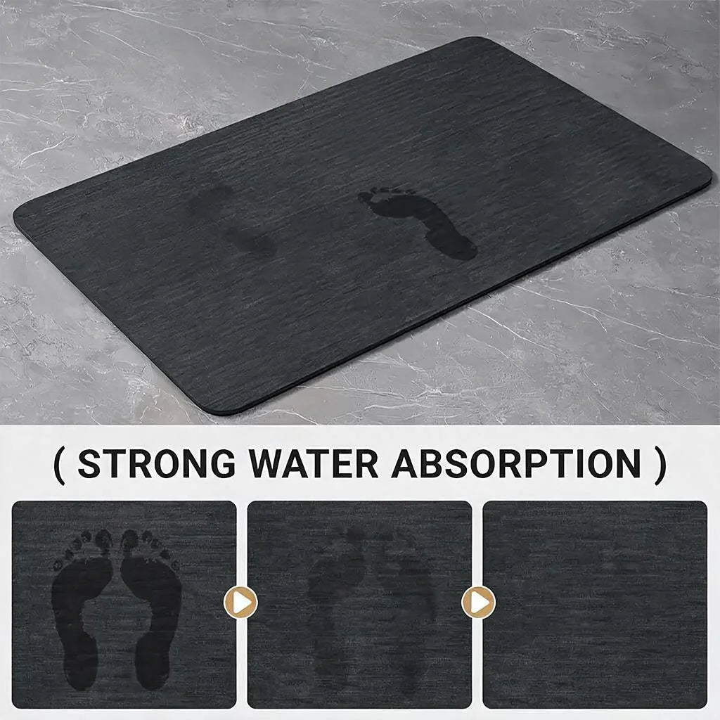 L-Shaped Diatom Mud Kitchen Floor Mat, Water Absorbent Rug with Rubber Backing and Non-Slip Design for Kitchen, Bathroom, Toilet and Entrance
