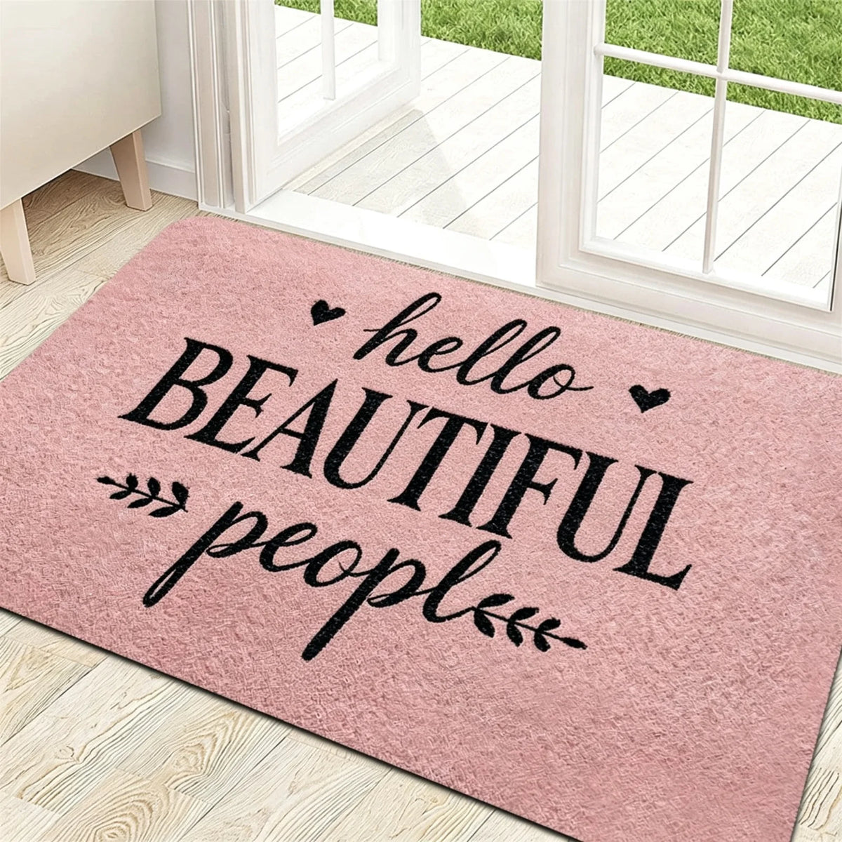 Soft Flannel Fabric Door Mat,"Good Vibes Only" Positive Energy Design/Non-slip Backing/Suitable for Home, Garden Patio, Laundry Room, Bathroom Decor/Available in Multiple