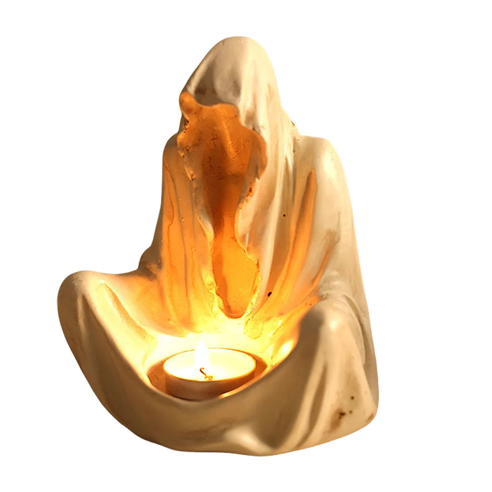 Halloween Ghost Candle Holder Gothic Style Faceless Ghost Candlestick Hell Messenger Statue Candlestick for Home Party Supplies