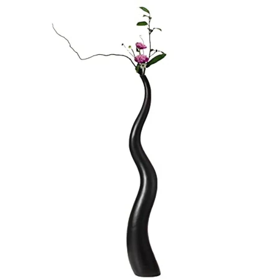 Tall Ceramic Black Animal Horn Floor Vase for Entryway Dining Living Room Decor Contemporary Elegance Meets Nature-Inspired Ant