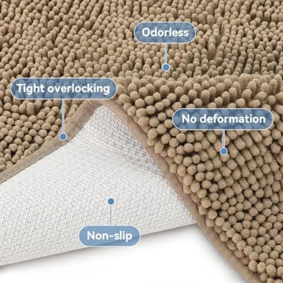Non Slip Microfiber Bath Mat With Rubber Backing Quick Drying
