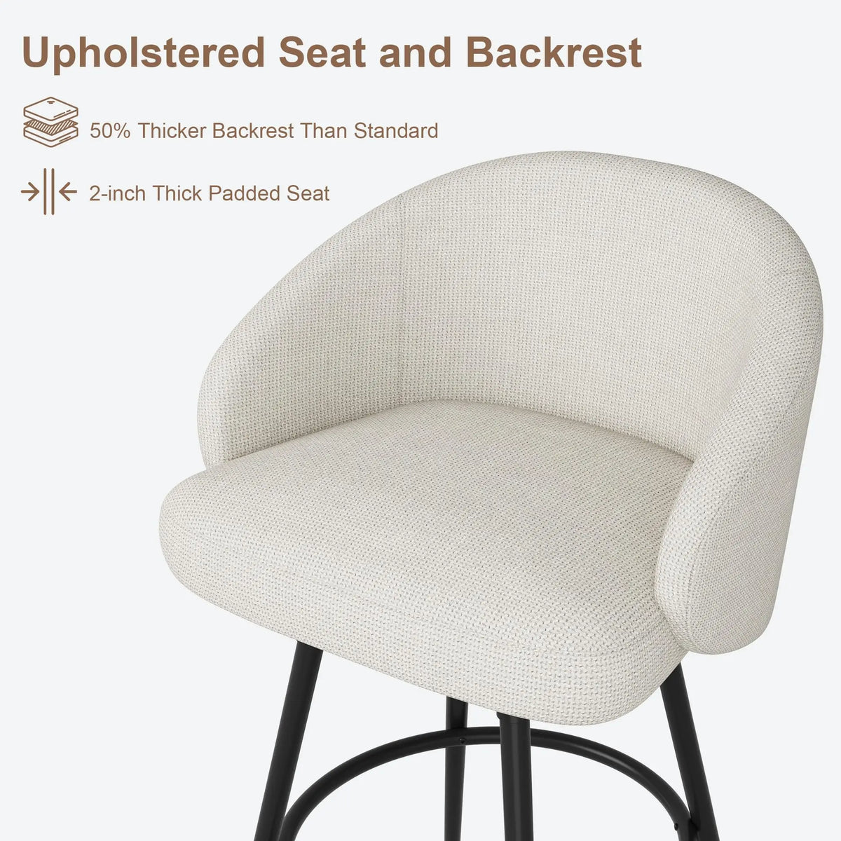 HiMISS Counter Height Swivel Bar Stools With Back And Footrest
