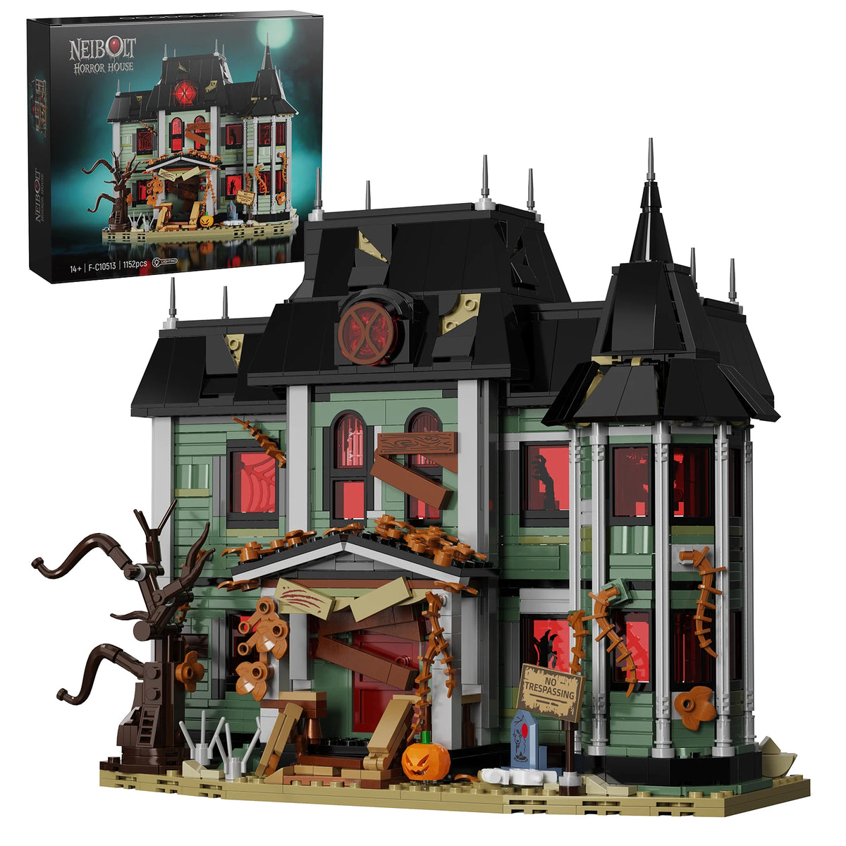 Horror Haunted House Building Blocks Set Neibolt Mansion Model Desktop Display Ornament Home Room Decoration Halloween Collectible Gift for Adult Hobbyists