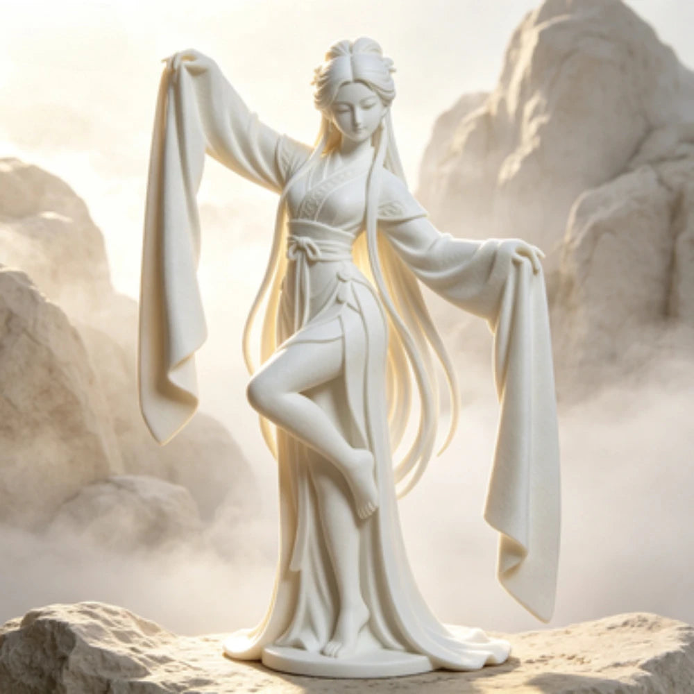 3D Printed Chinese Water Sleeve Dance Sculpture Elegant Classical Dancer Figurine Oriental Art Desktop Decor Art Collector Gifts