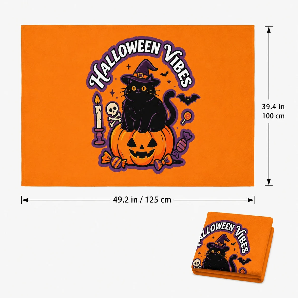 Halloween Flannel Throw Blanket 60 x 50 Inch, Soft Lightweight Cozy Blanket for Couch, Sofa, Bed, Bedroom and Living Room Decor