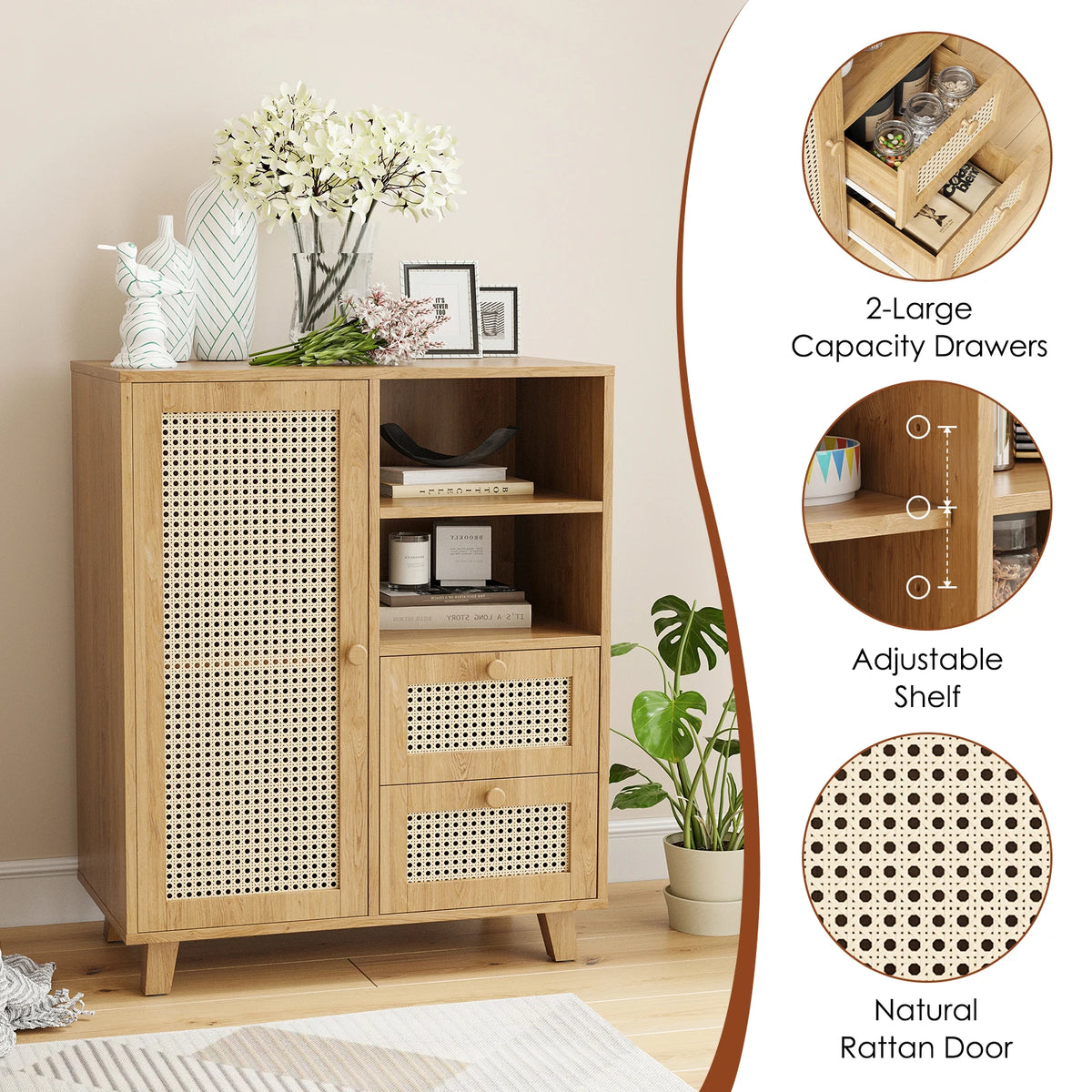 FARINI Modern Sideboard Cabinet With Wine Racks And Storage