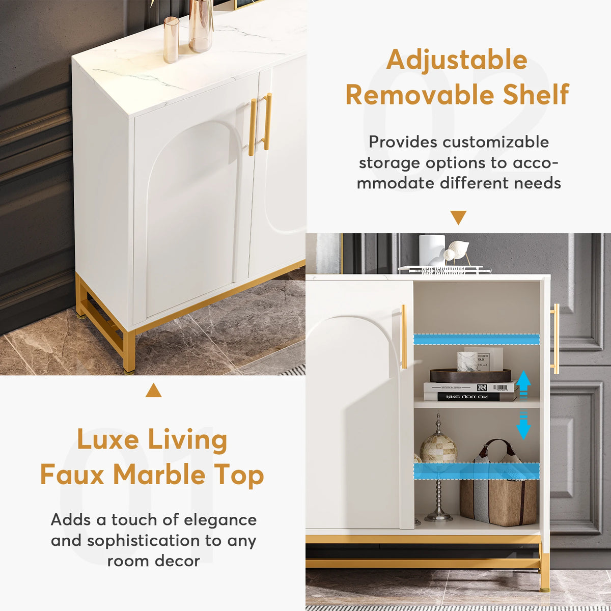 Tribesigns Modern Sideboard Buffet Cabinet With Four Doors Adjustable Shelves