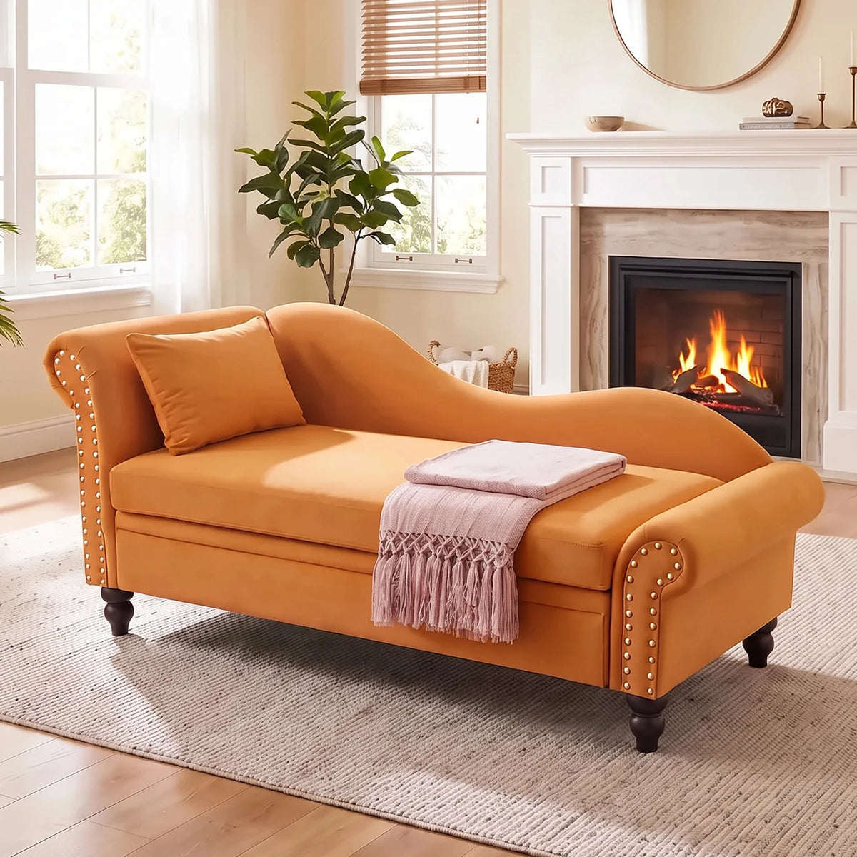 64.5-inch Modern Velvet Sofa With Storage Function Featuring a Left Armrest And Backrest Suitable For Living Room Bedroom and Office