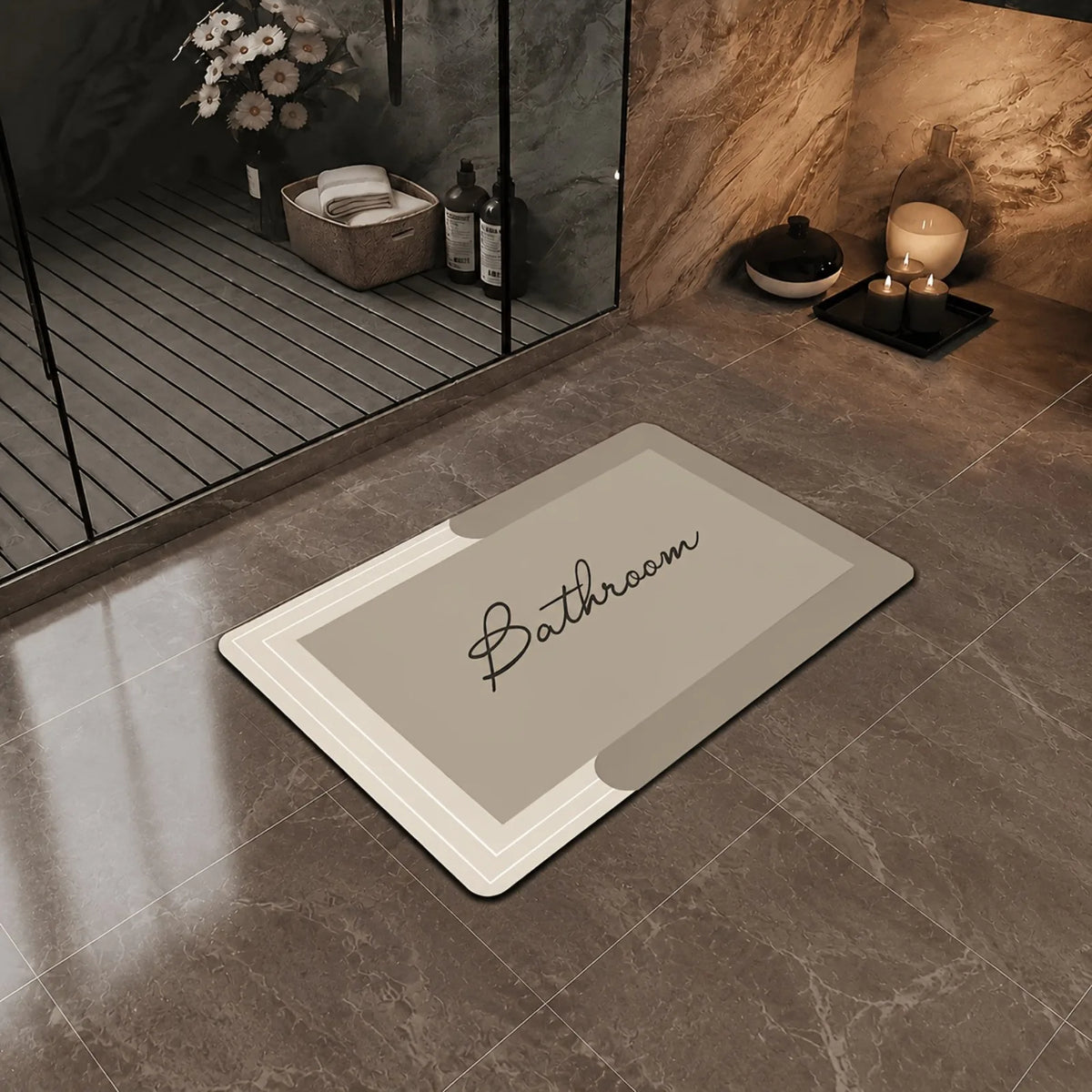 Soft Diatomaceous Earth Bath Mat - Non-slip, Quick Drying,, Geometric Pattern, Hand Washable, Suitable for Bathroom, Entrance, Kitchen, Perfect Home Decor