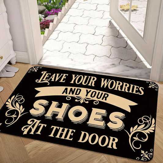 Square Bathroom Rug Diatomaceous Earth Bath Mat Non Slip Rubber Base Thick Absorbent Floor Mat with Elegant Printed Design