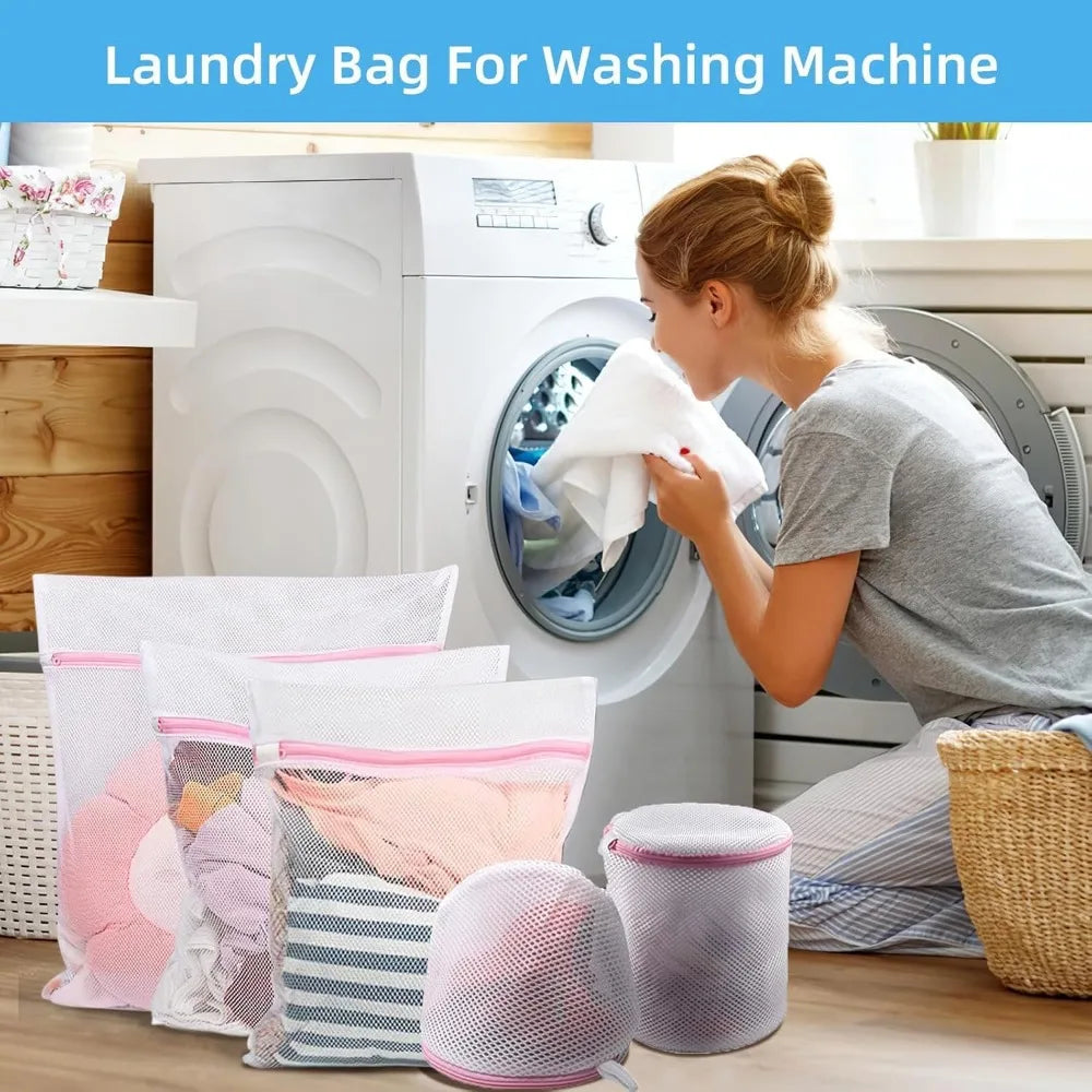 7PCS Mesh Laundry Bags Set for Delicates Wash Protection with Bra Bags Lingerie Bags Travel Storage Organizer for Underwear Socks XXL XL L M S Size