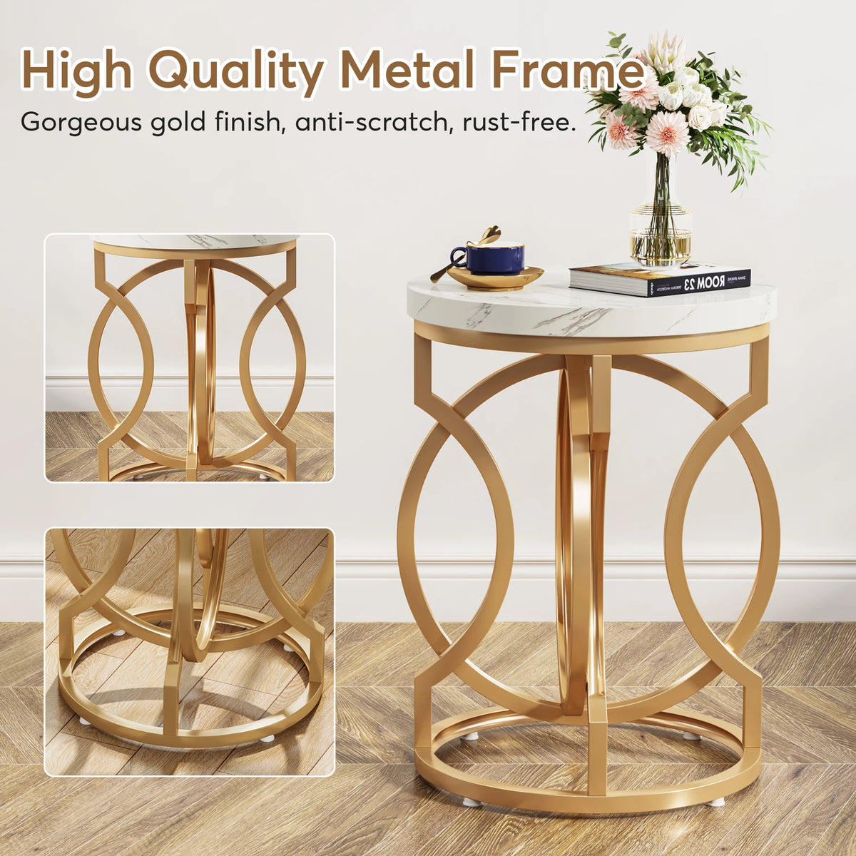 Tribesigns Modern Round End Table With O Shaped Base