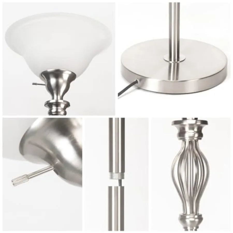 Torchiere Floor Lamps for Living Room, Standing Lamp with White Alabaster Glass Shade, Corner Floor Lamp Pole Lamp - Elegant Fl