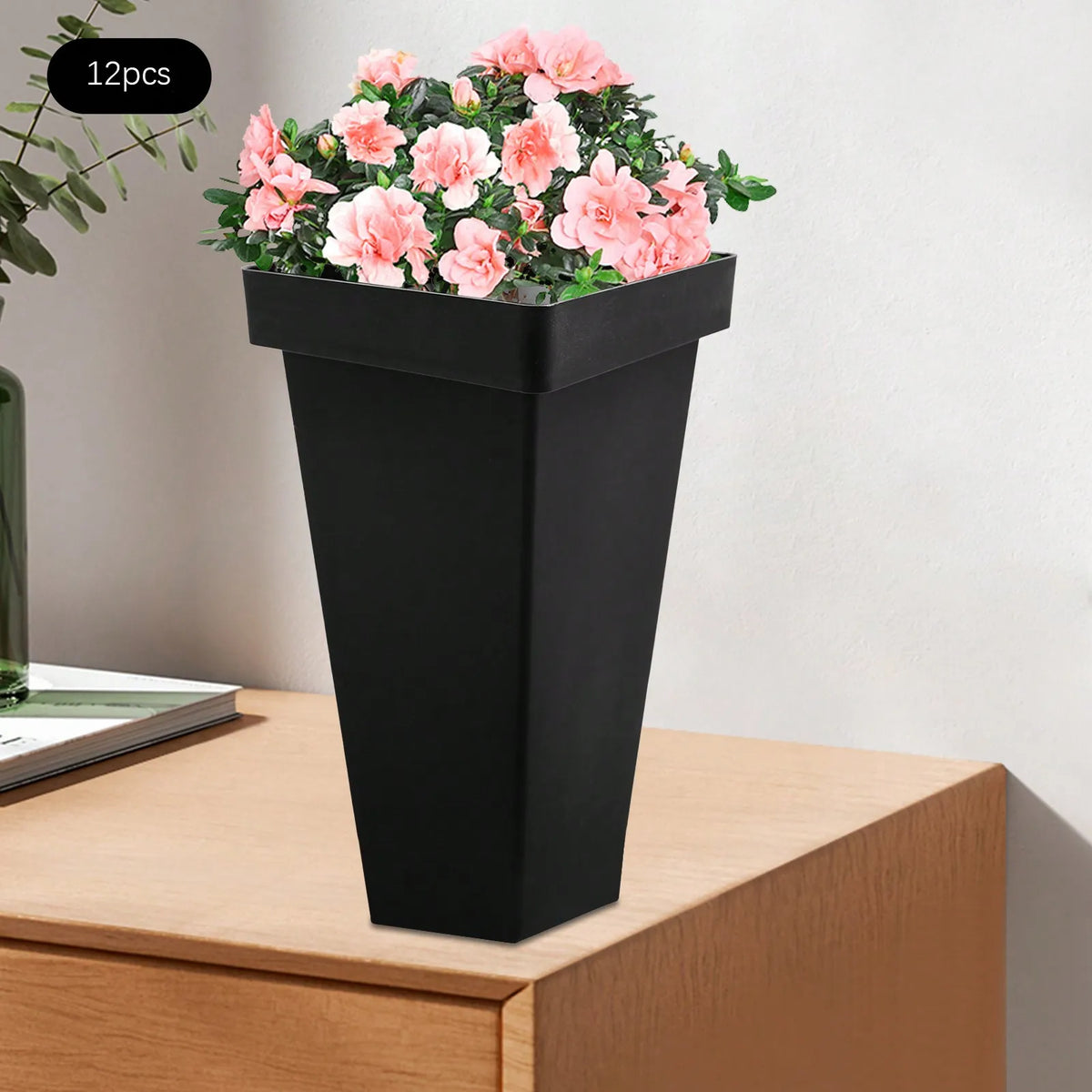 12Pcs Flower Buckets 13.4 Inch Modern Floral Bucket Plastic Flower Vases Floral Centerpiece For Table Home Wedding Party Decor