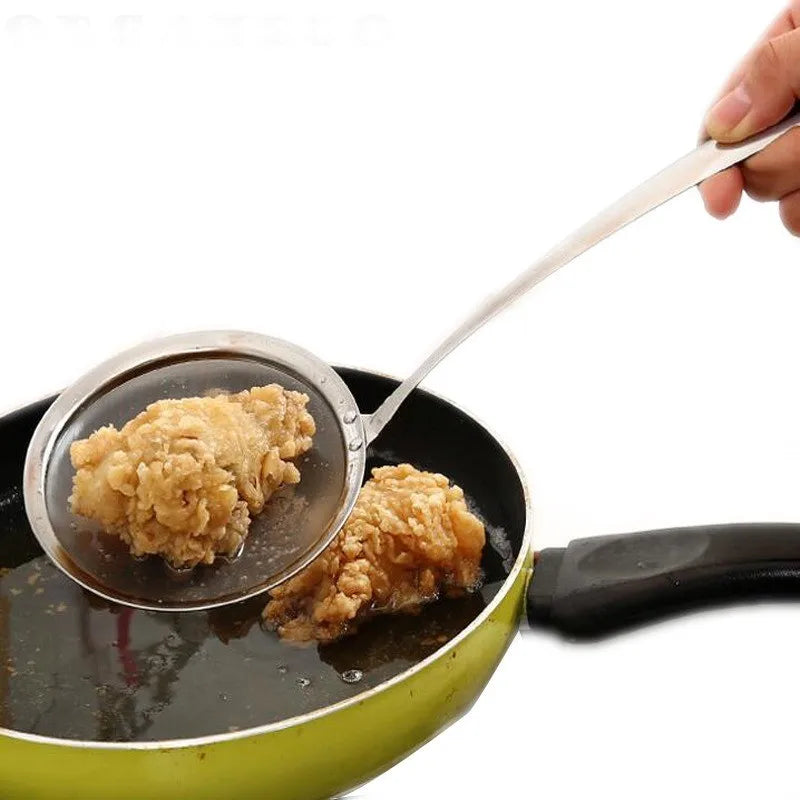 Deep Fine Mesh Strainer Skimmer304Stainless Steel Cooking Spoon,Oil Skimmer&Strainer with Heat Resistant Handle,Dishwasher Safe
