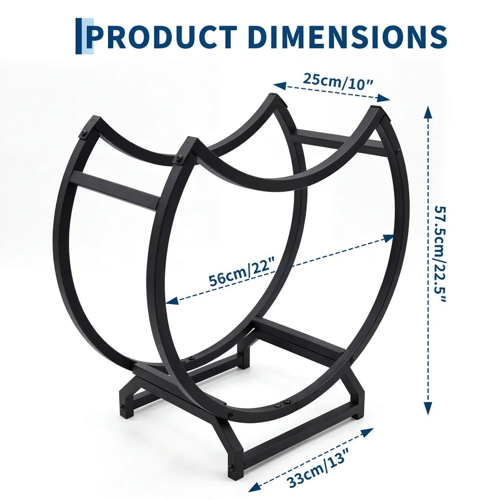 Round Firewood Rack Heavy Duty Iron Log Holder For Indoor Outdoor Fireplace Storage, Space Saving Metal Wood Rack For Patio Hearth