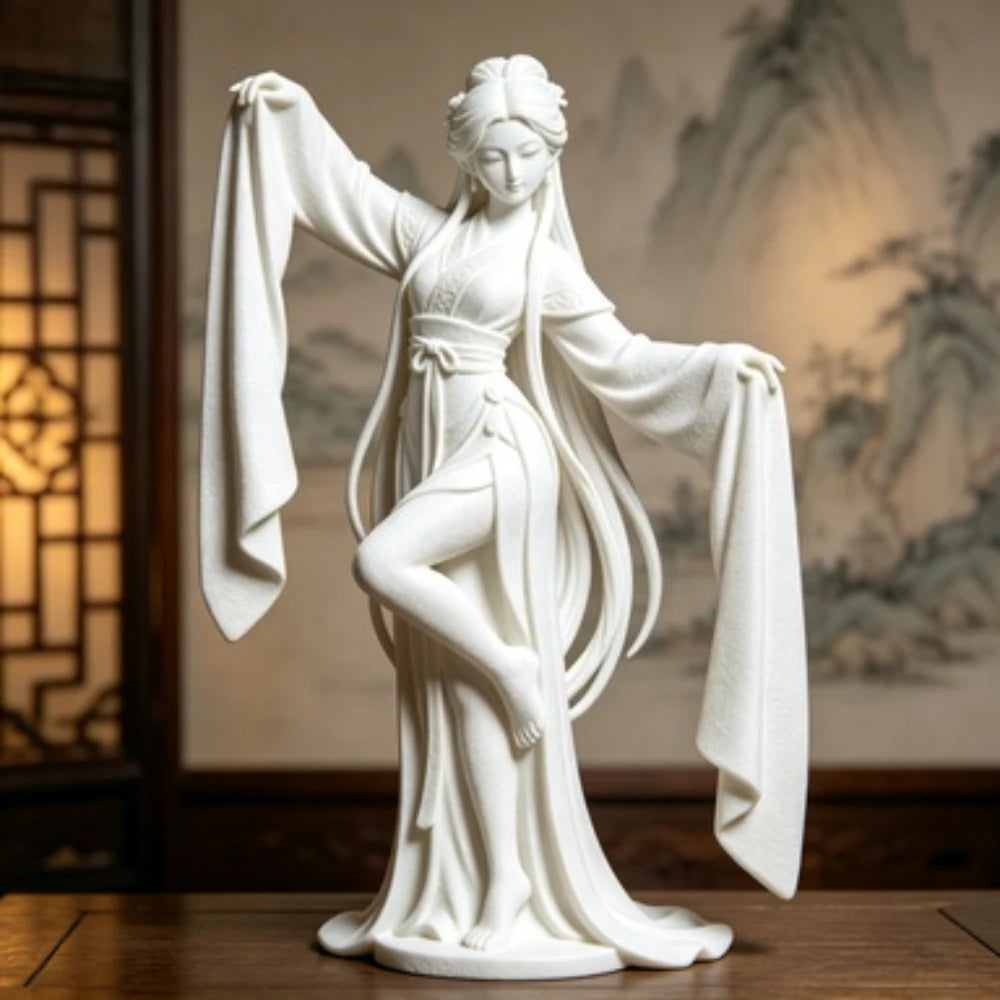 3D Printed Chinese Water Sleeve Dance Sculpture Elegant Classical Dancer Figurine Oriental Art Desktop Decor Art Collector Gifts