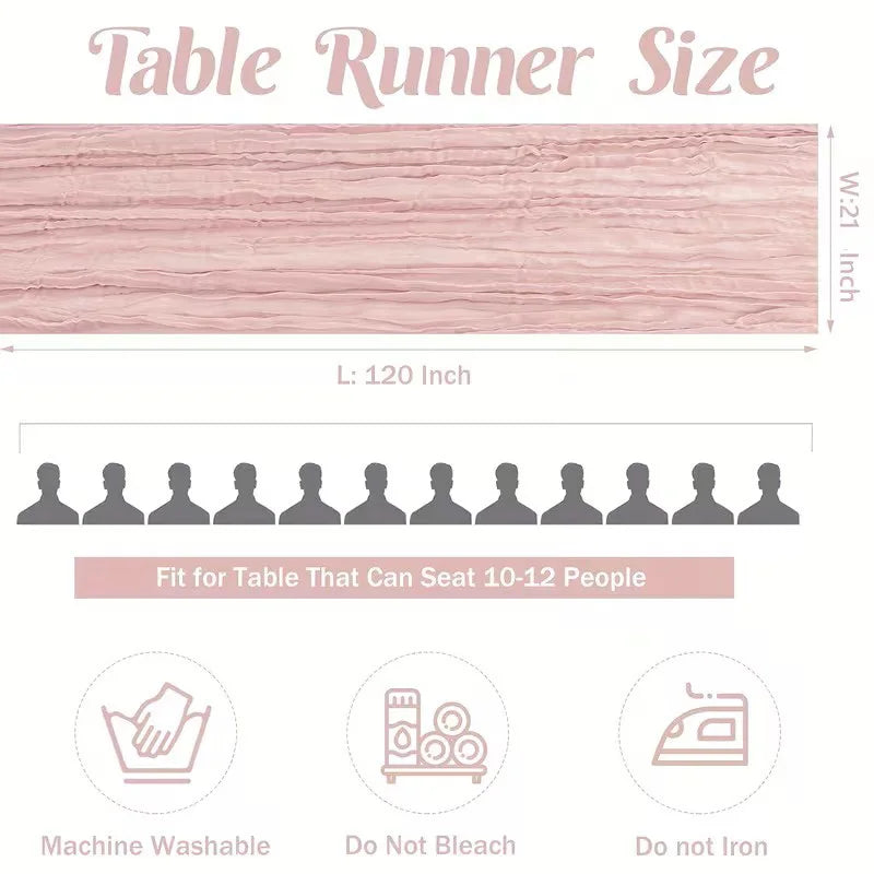 10 PCS  Gauze Cheese Cloth Table Runner 21×120 Inches, Lightweight Polyester Rustic Table Runner, Romantic Aesthetic Table Centerpiece, Reusable Table Linens for Wedding Arch Decor Birthday Dinner New Year Picnic Restaurant
