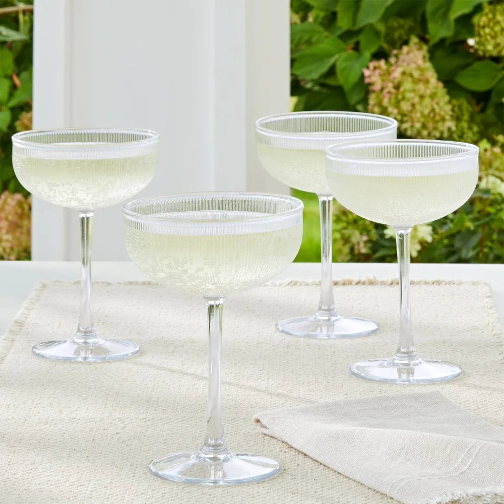 Better Homes & Gardens 4-Piece Clear Ribbed Tritan Coupe Glass Set