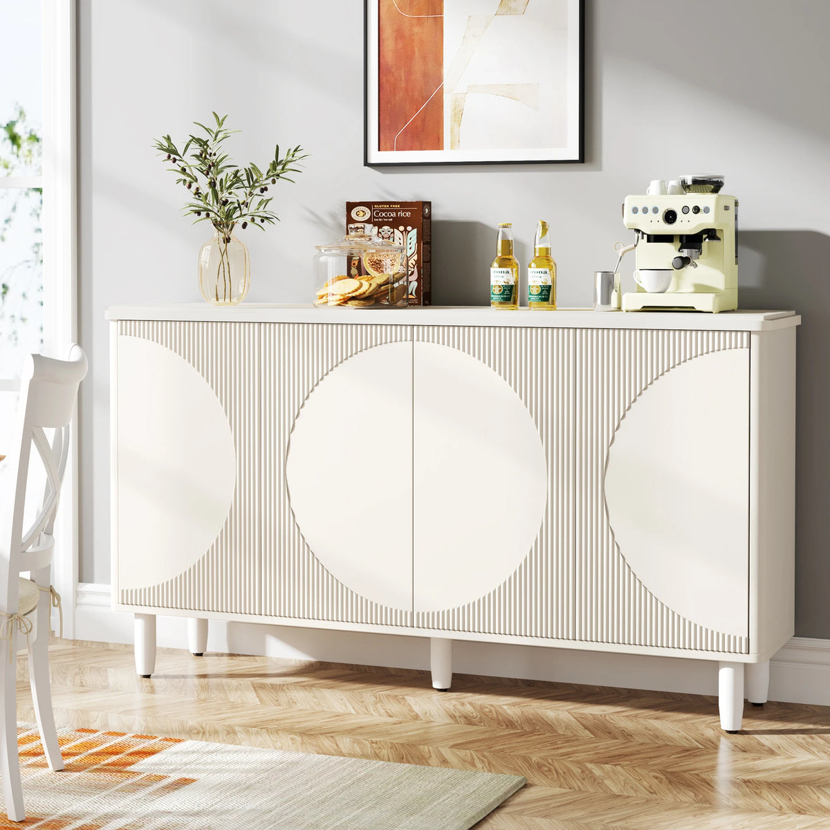 Tribesigns Buffet Cabinet Sideboard with Storage, Modern Storage Cabinet Sideboard Buffet Table with Doors for Living Room