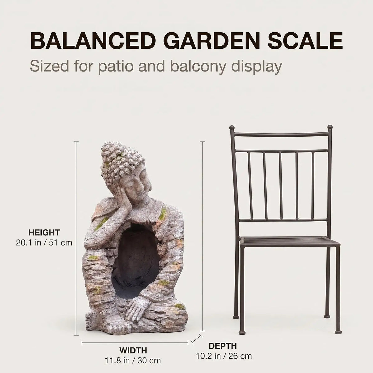 Seated Resin Buddha Garden Statue Distressed Stone Finish With Planting Opening Weatherproof Zen Sculpture Decor For Patio Yard Porch Entryway Indoor Meditation Space