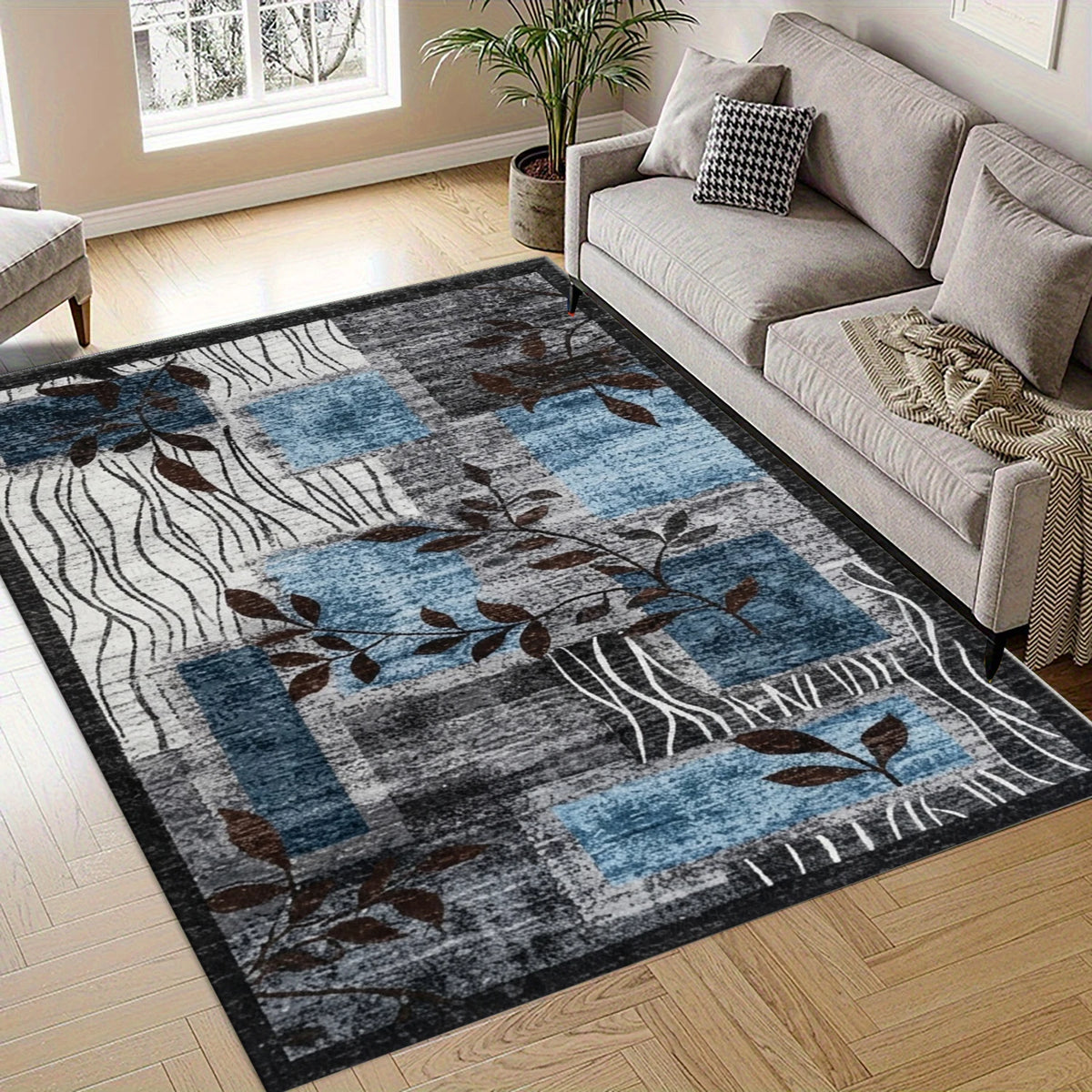 Modern Abstract Area Rug Non‑Slip Washable Floor Mat for Living Room Bedroom Home Decor