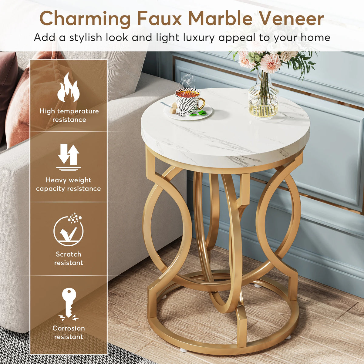 Tribesigns Modern Round End Table With O Shaped Base