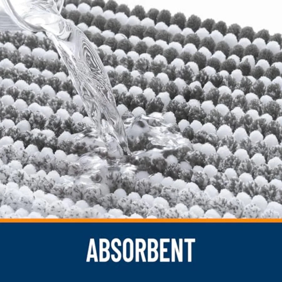 Extra Soft Absorbent Chenille Striped Bath Mat With Rubber Backing