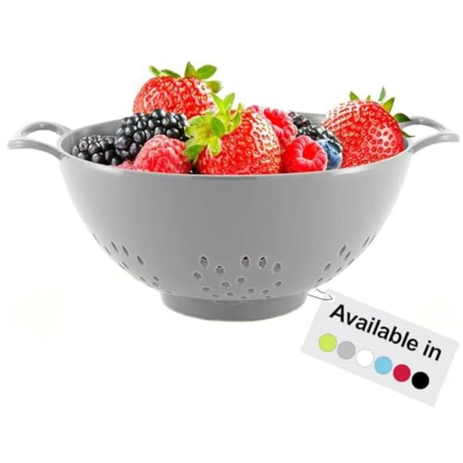 6-inch Small Colander, BPA-Free, Dishwasher Safe, Double Handles, Compact Food Strainer for Berries, Veggies and Pasta, 3-Cup C