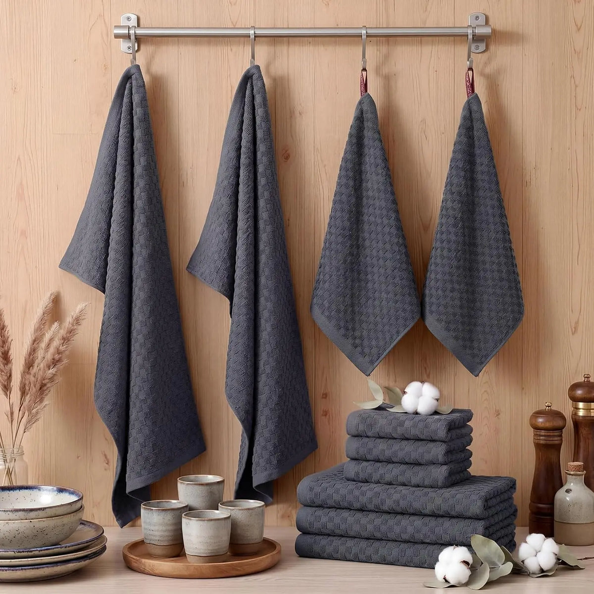 10 Pack Highly Absorbent Waffle Absorbent Microfiber Cleaning Cloth for Kitchen Bar Dishes Towels Barista Micofiber Cloths for Bathroom