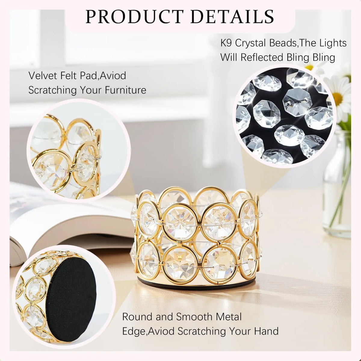 24 Pcs Crystal Gold Votive Candle Holders Set, Elegant Tealight Candle Holders for Wedding Centerpieces, Table Decor, Christmas Party Favors, Bulk Glass Tea Light Holders for Home