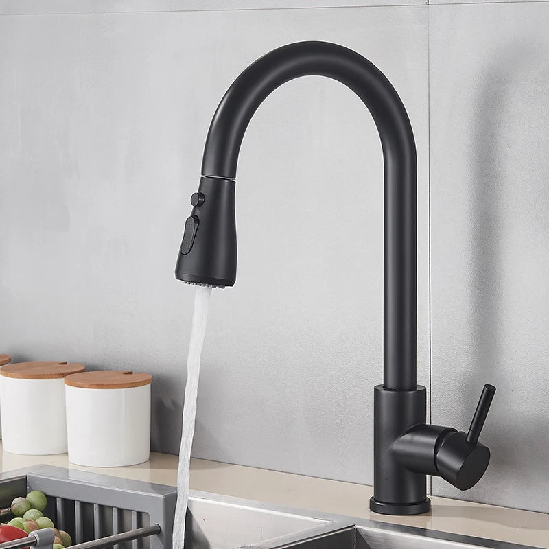 Pull Out Kitchen Sink Faucet Deck Mounted Stream Sprayer Kitchen Mixer Tap Bathroom Kitchen Hot Cold Tap