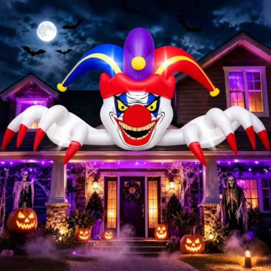 11FT Long Halloween Inflatables Clown Outdoor Decorations Scary Clown Inflatables Blow Up Yard Decorations with Build-
