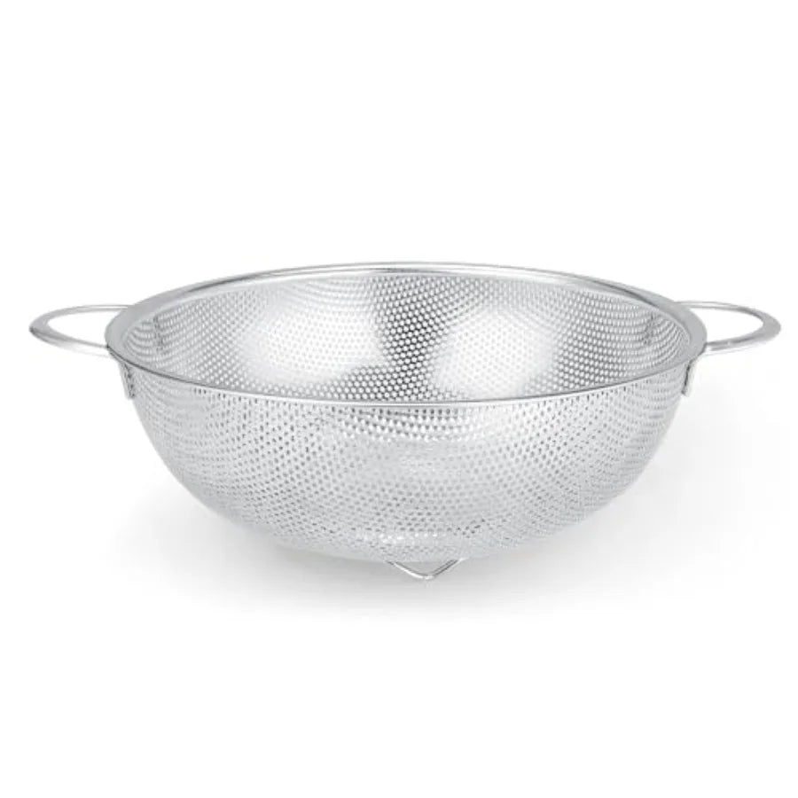 Colander Stainless Steel 3-Quart, Metal Strainer with Base, Strainer for Kitchen Food, Dishwasher Safe