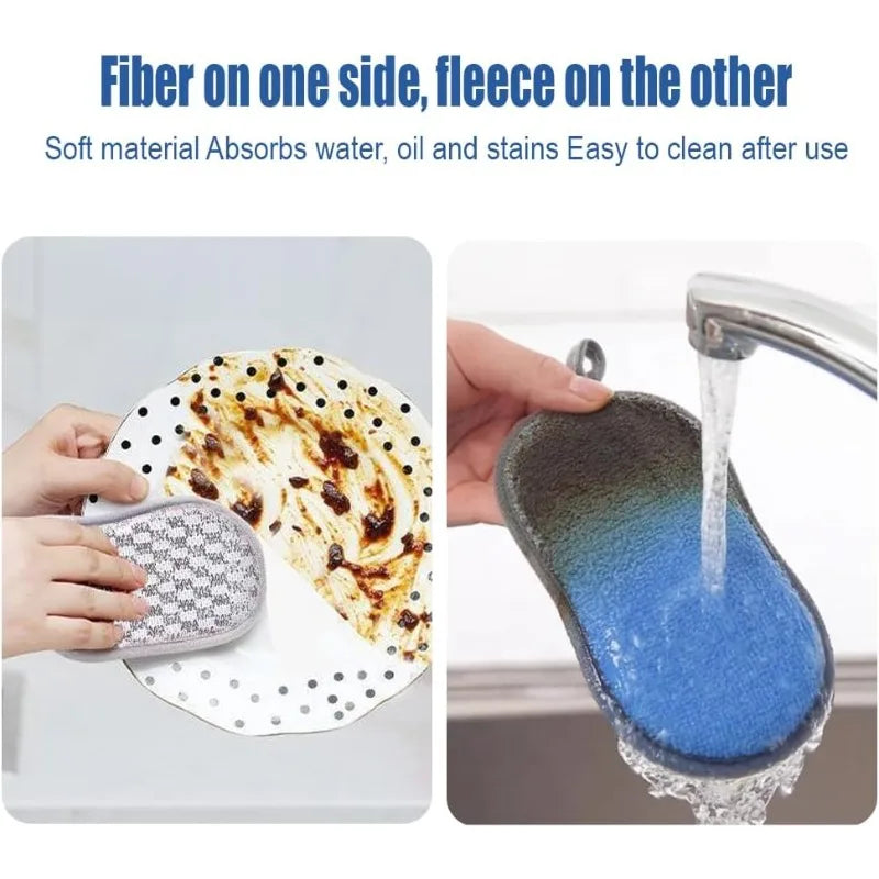 6 Pack Kitchen Scrub Sponges, Reusable Double Sided Washable Sponges Microfibre Scrubbing Sponge for Kitchen Dishes Plates Pans, Grey