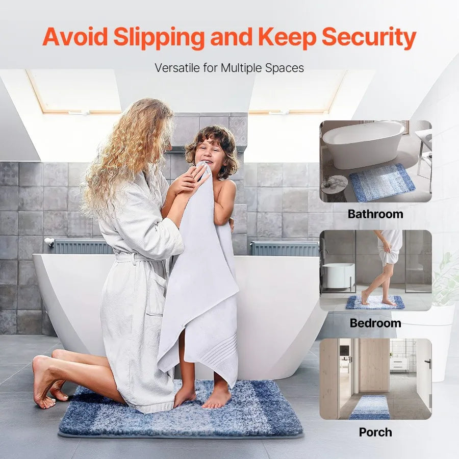 Bathroom Rug 30x20 Absorbent Soft Bath Mat Machine Washable Quick Dry Non-Slip