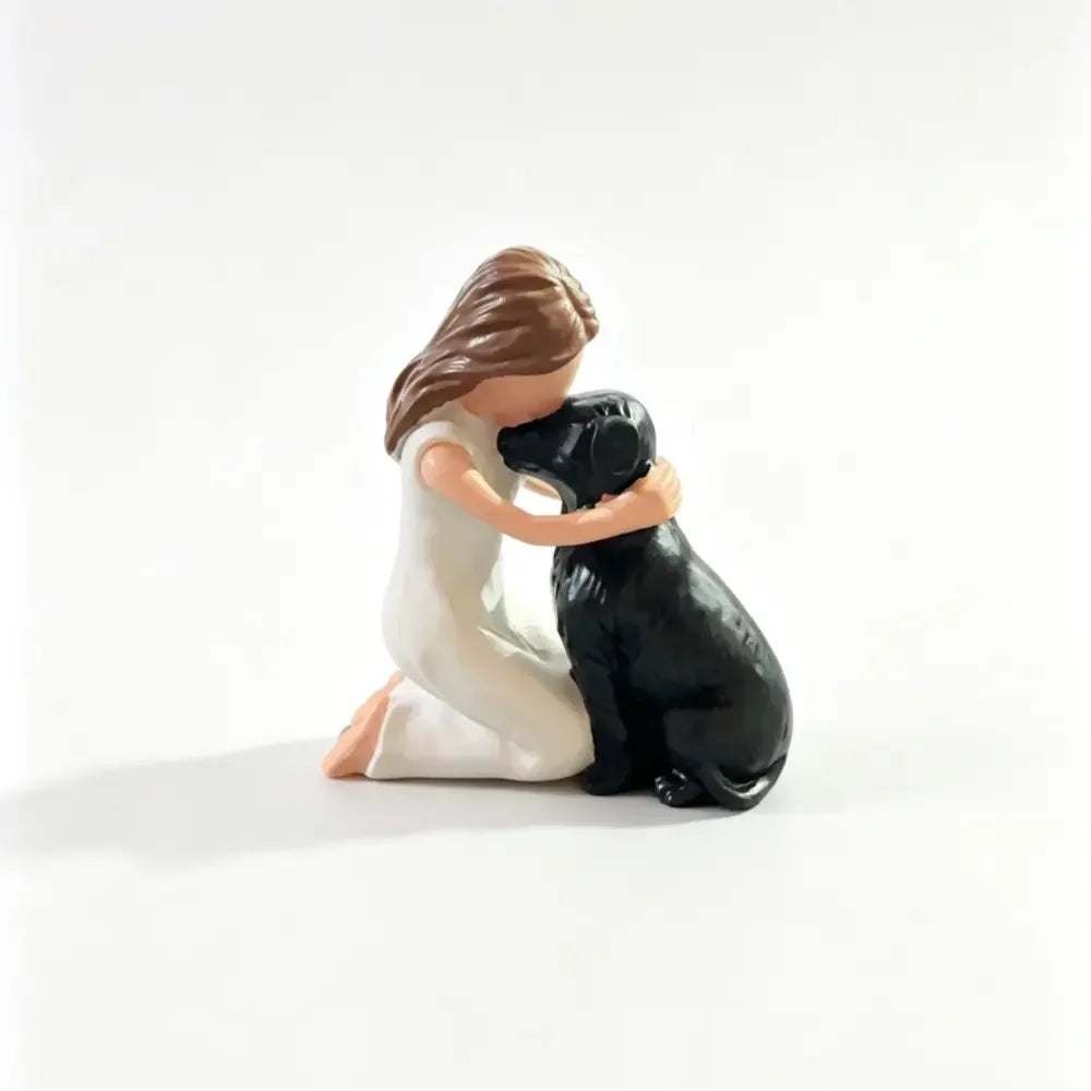 Girl Hugging Puppy Resin Figurine, Pet Companion Statue, Living Room Bedroom Desk Decor, Resin Craft Souvenir, Gift for Pet Lovers, Resin Ornament, Resin Sculptures, Animal Decorative Figurines
