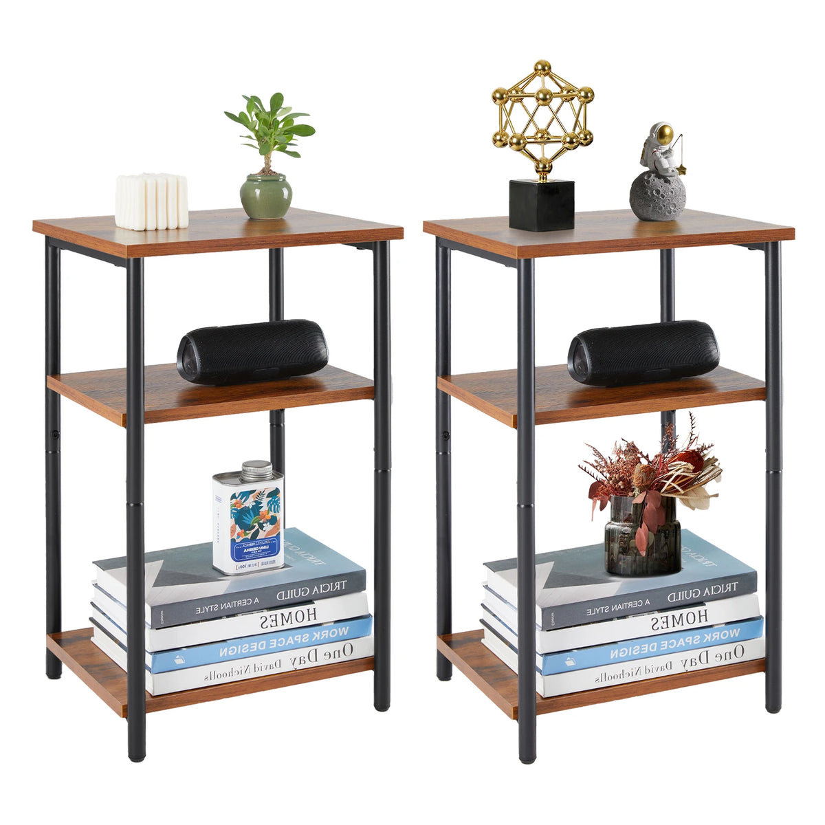 JHK Modern Steel End Table With Adjustable Feet For Bedroom