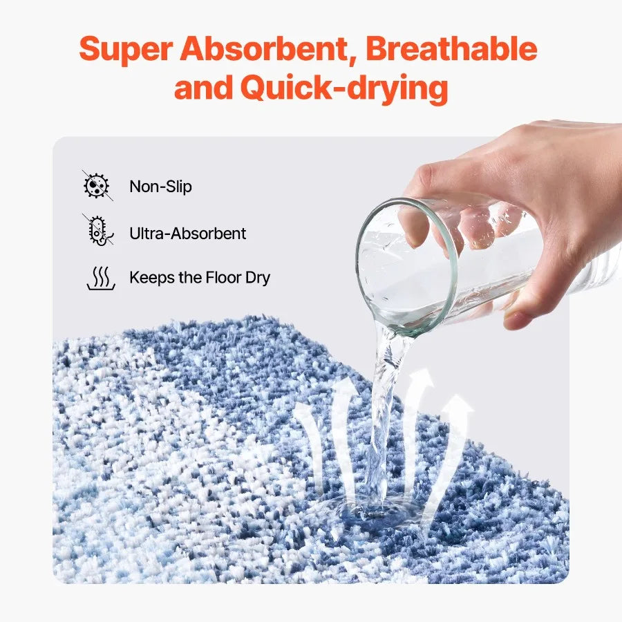 Bathroom Rug 30x20 Absorbent Soft Bath Mat Machine Washable Quick Dry Non-Slip