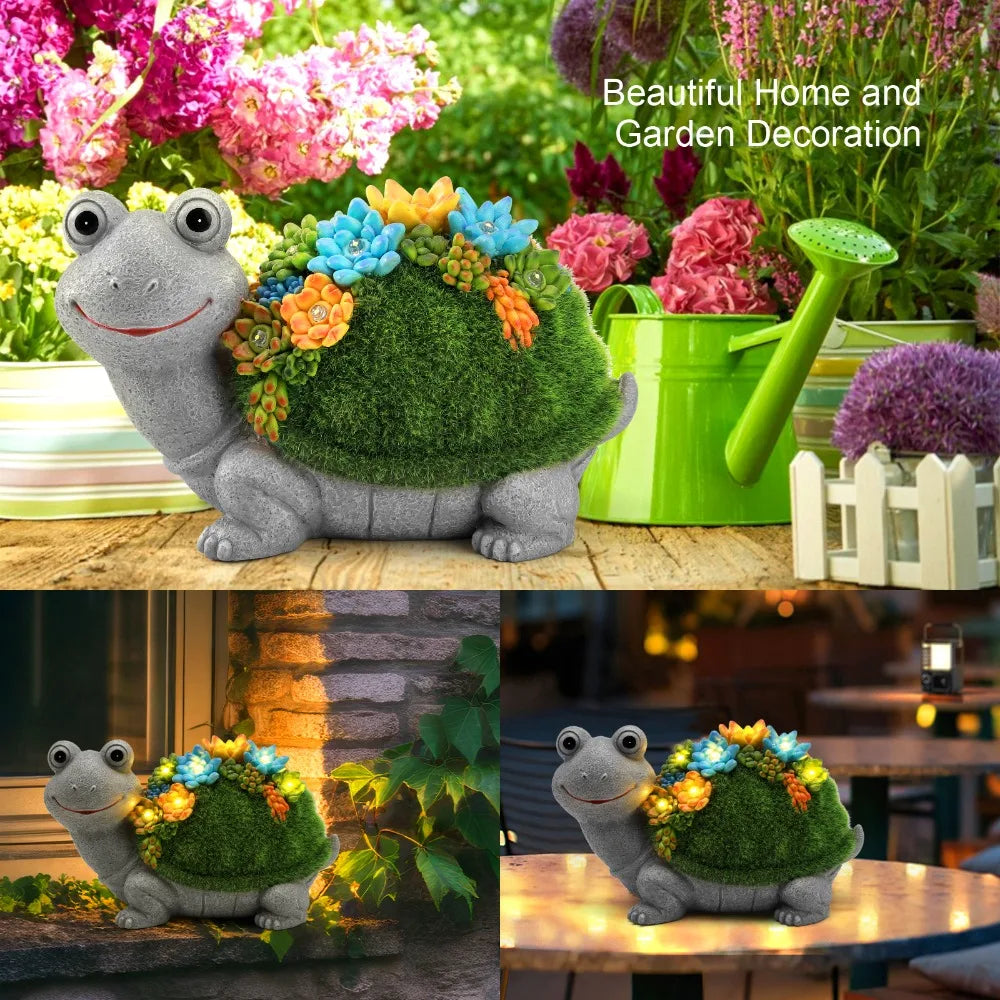 Solar Garden Turtle/Elephant/Dragon Can Statue Light Garden Statue Decor for Outdoor Courtyard Garden Lawn Landscape Decor